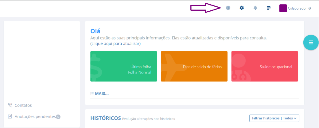 Dashboard do colaborador